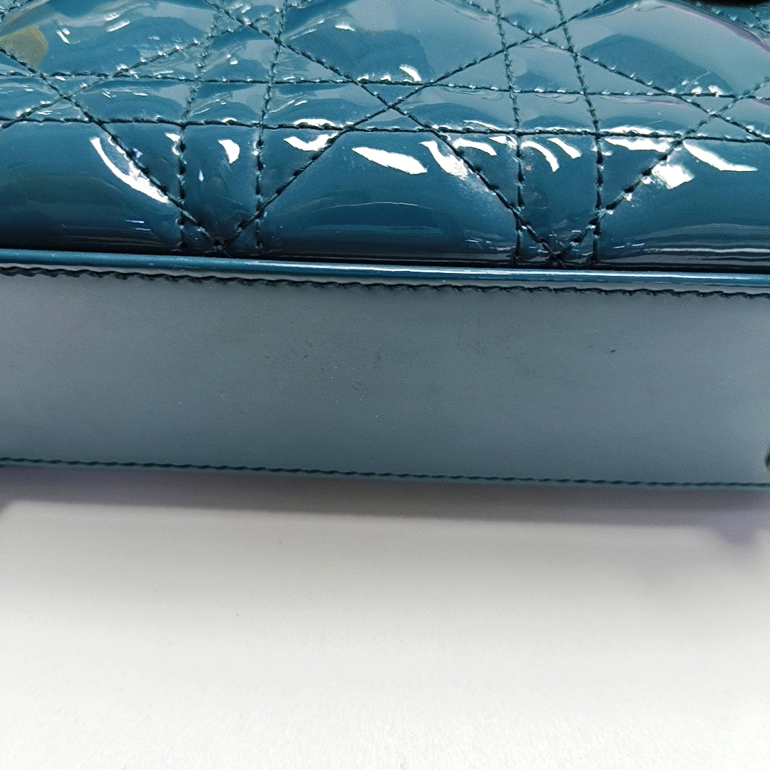 Lady Dior Mini Cannage Patent Leather Blue