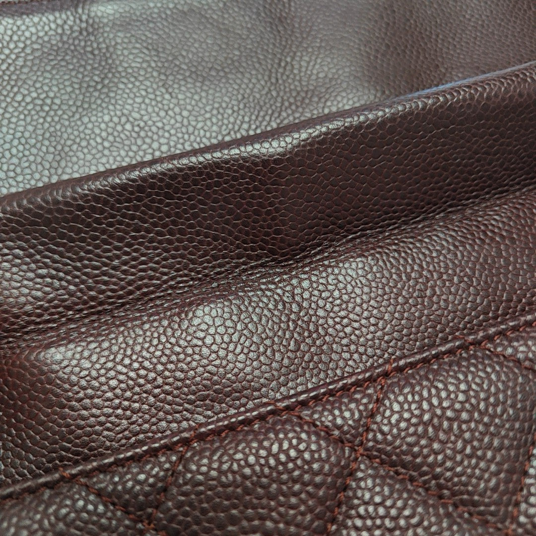 Quilted Grained Calfskin Shoulder Bag Red
