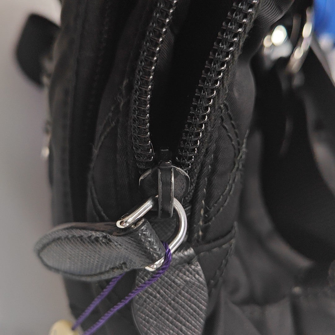 Quilted Nylon Backpack Black