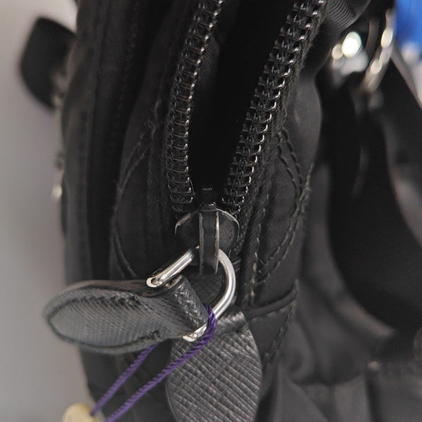 Quilted Nylon Backpack Black