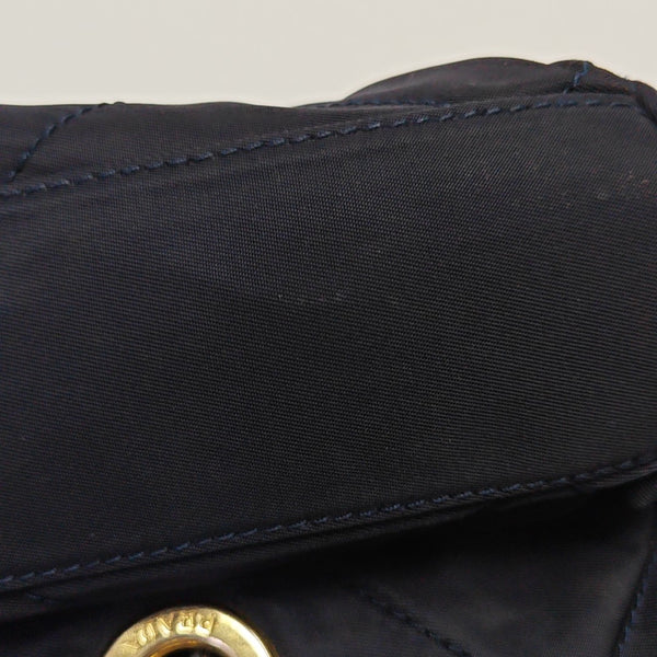 Quilted Nylon Shoulder Bag Blue