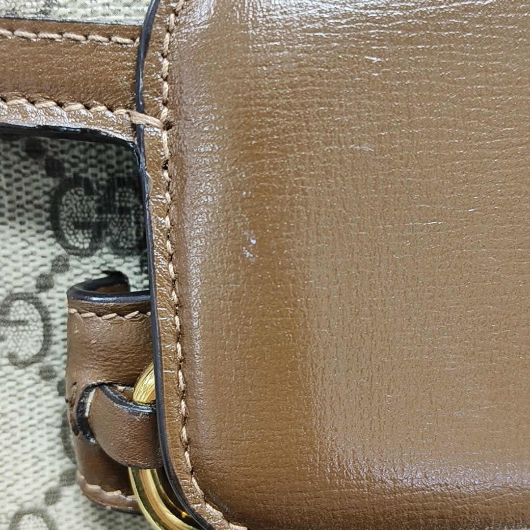 Horsebit 1955 Small Monogram Coated Canvas Black