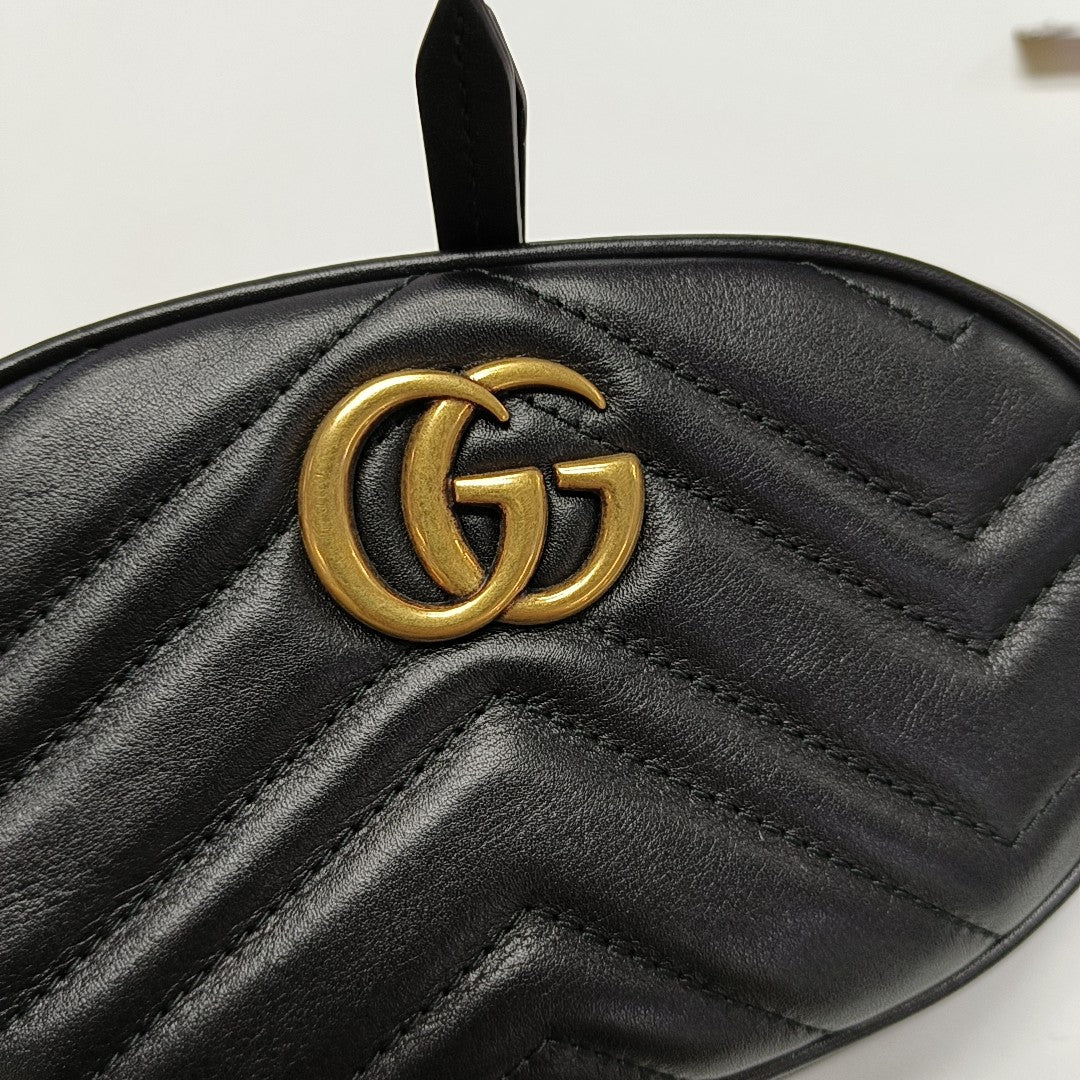 GG Marmont Super Mini Quilted Calfskin Black