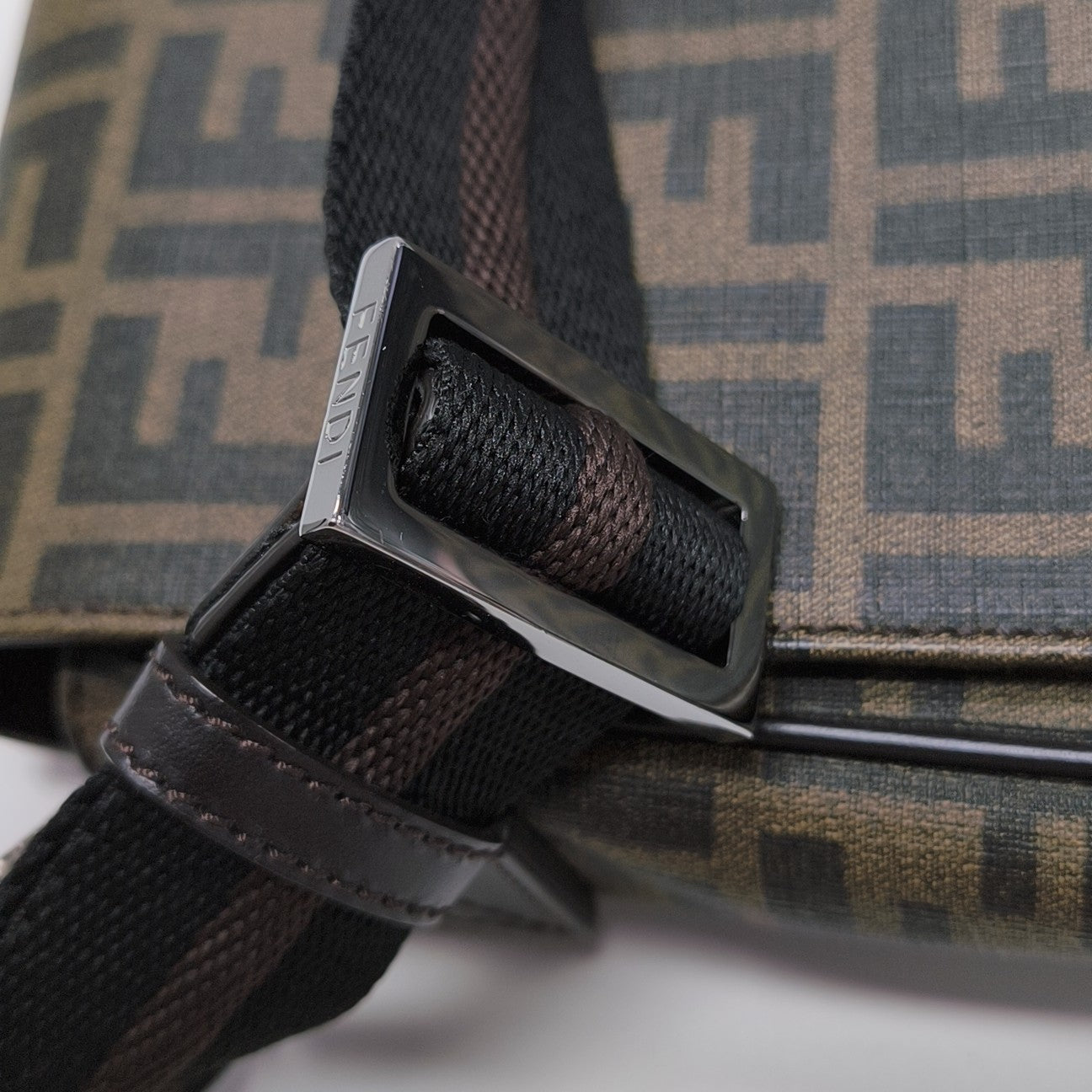 Coated Canvas Shoulder Bag Brown