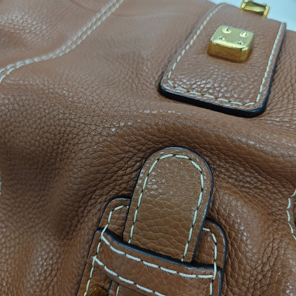 Calfskin Top Handle Bag Brown