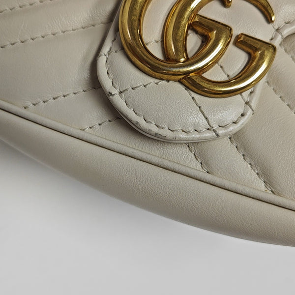 GG Marmont Mini Quilted Calfskin White