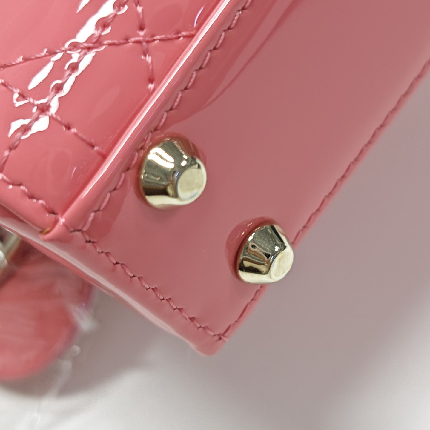 Lady Dior Mini Cannage Patent Calfskin Pink