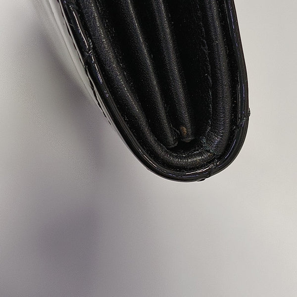 Quilted Patent Leather Wallet Black