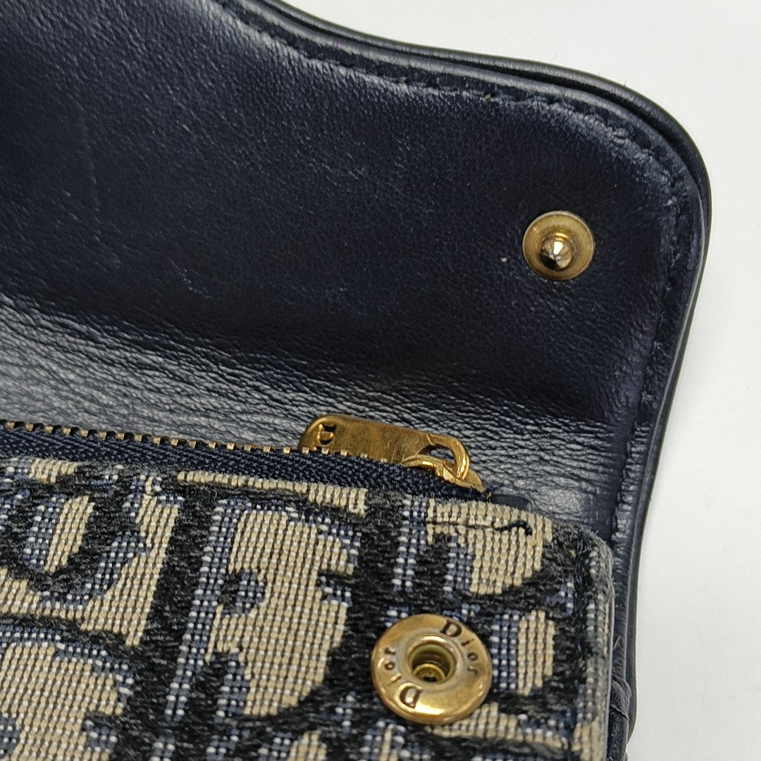 Saddle Mini Oblique Canvas Blue Wallet