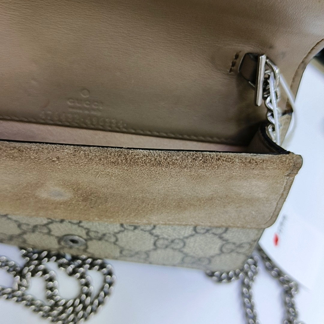Dionysus Super Mini Monogram Coated Canvas Beige