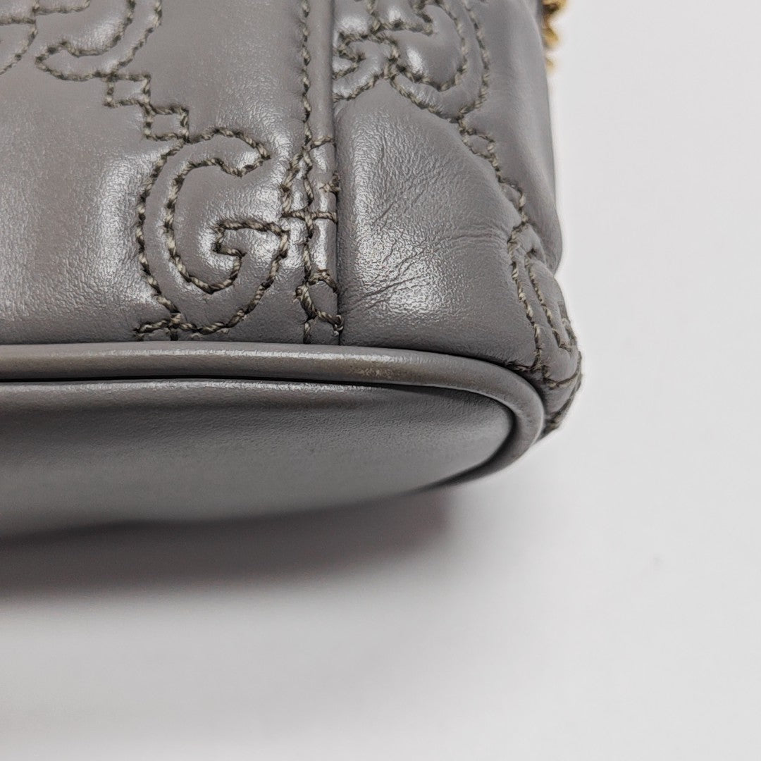 GG Matelassé Mini Quilted Calfskin Gray