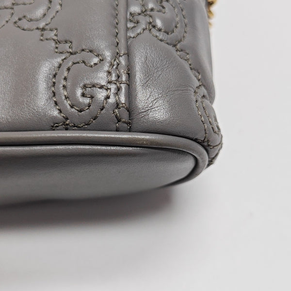 GG Matelassé Mini Quilted Calfskin Gray