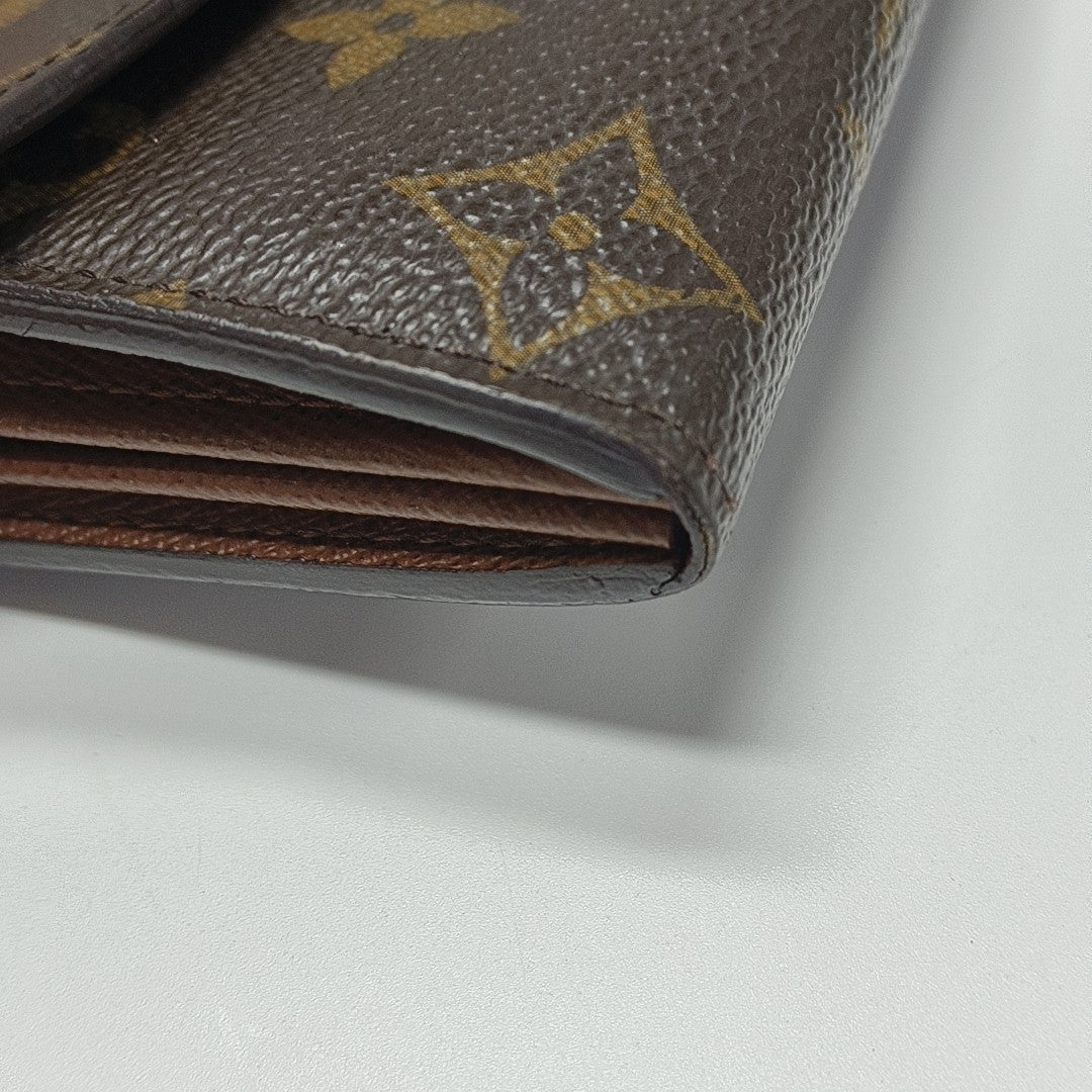 PORTE MONNAIE Monogram Coated Canvas Brown Wallet