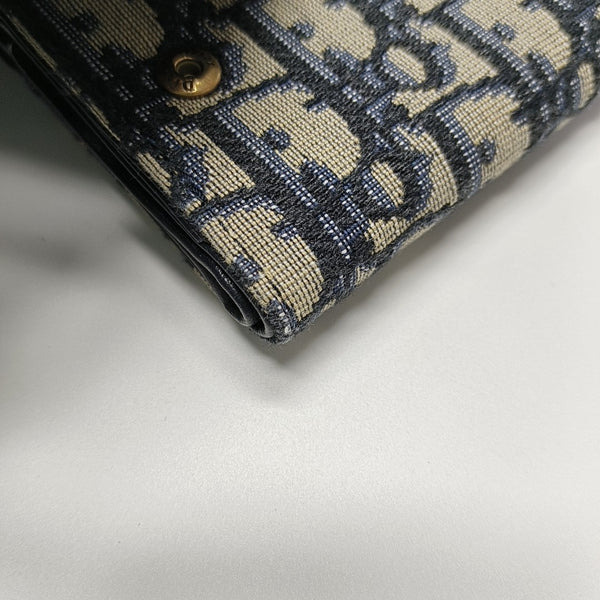 Saddle Mini Oblique Canvas Blue Wallet