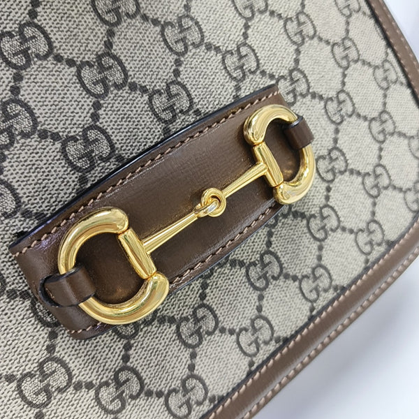 Horsebit 1955 Medium Monogram Coated Canvas Beige