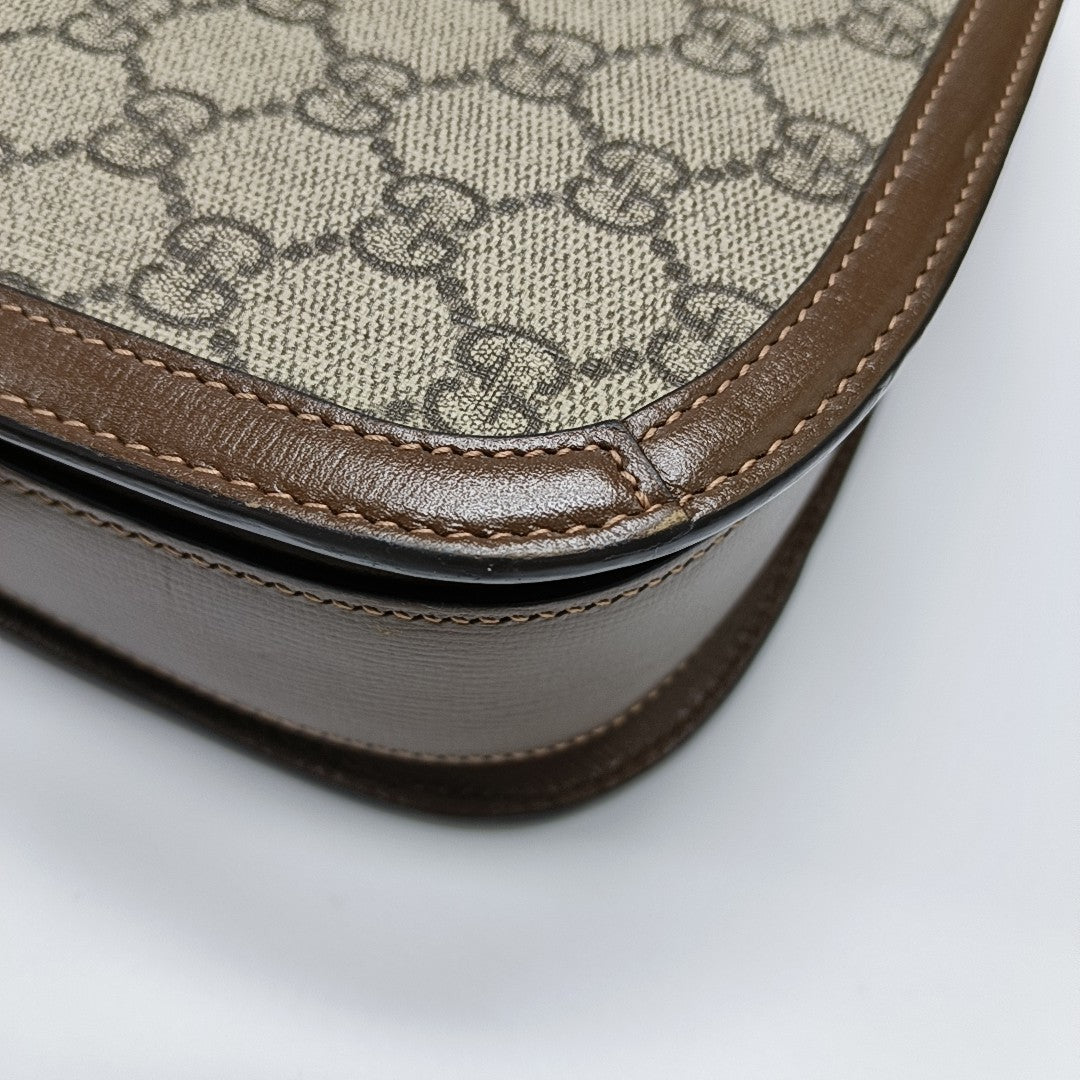 Horsebit 1955 Medium Monogram Coated Canvas Beige