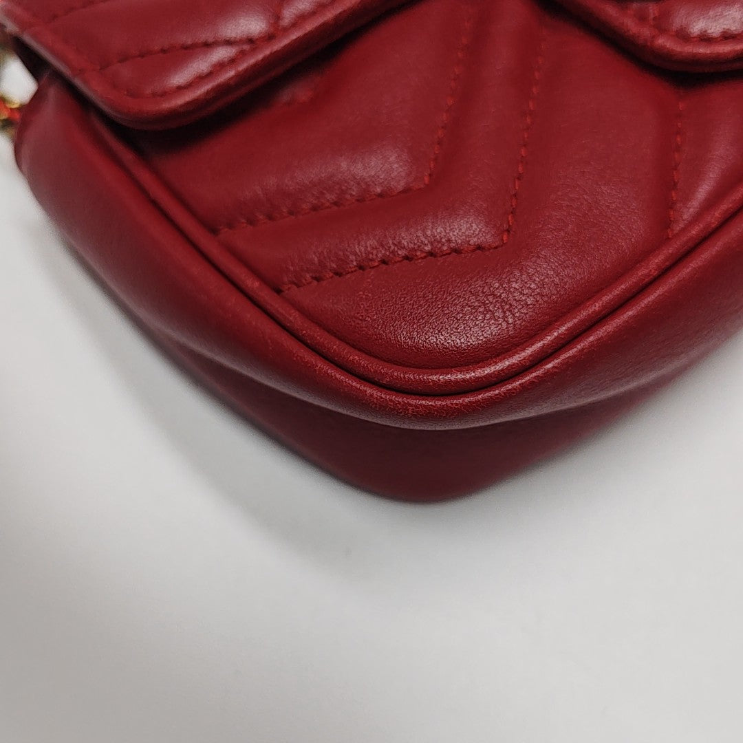 GG Marmont Mini Quilted Calfskin Red