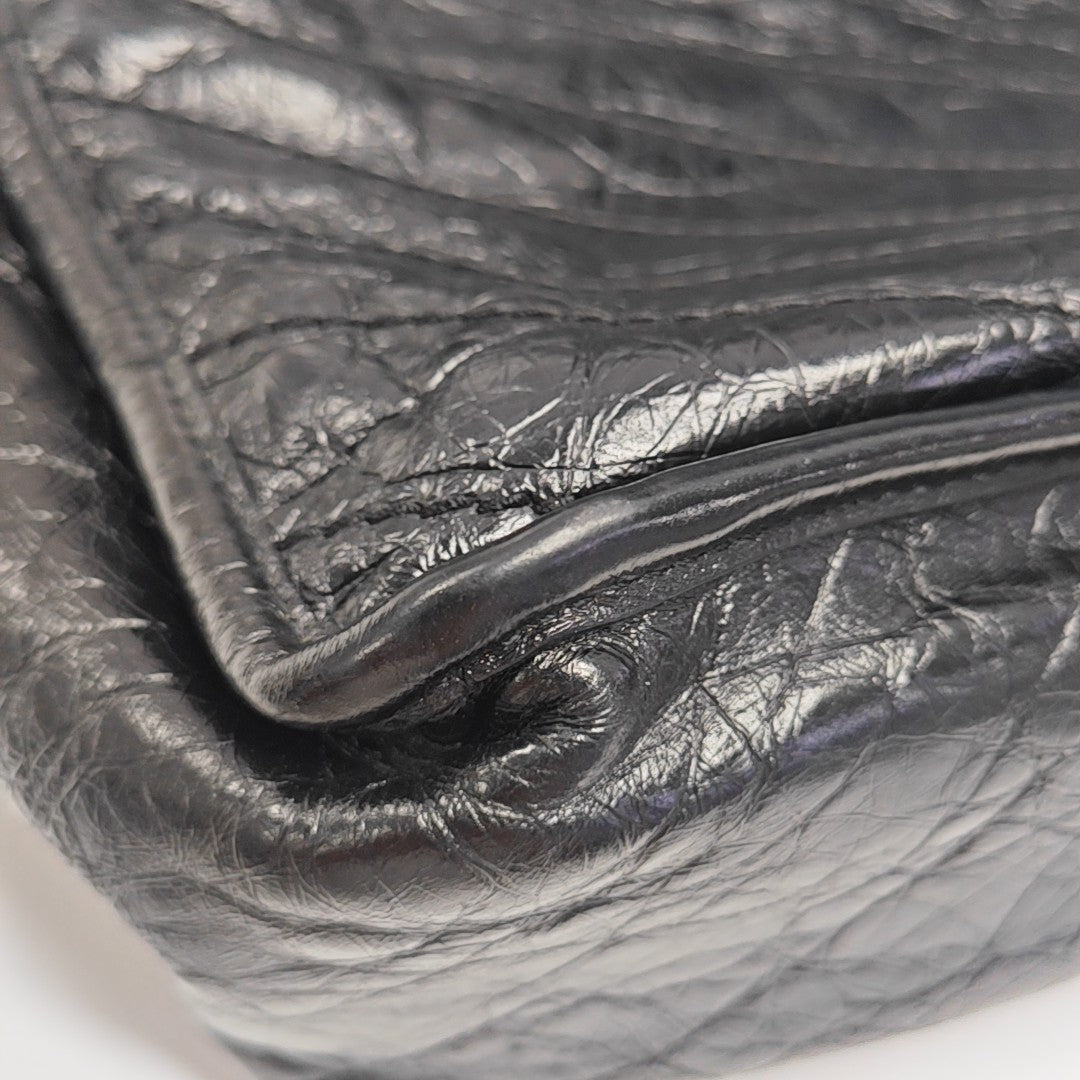 NIKI Large Chevron Calfskin Black