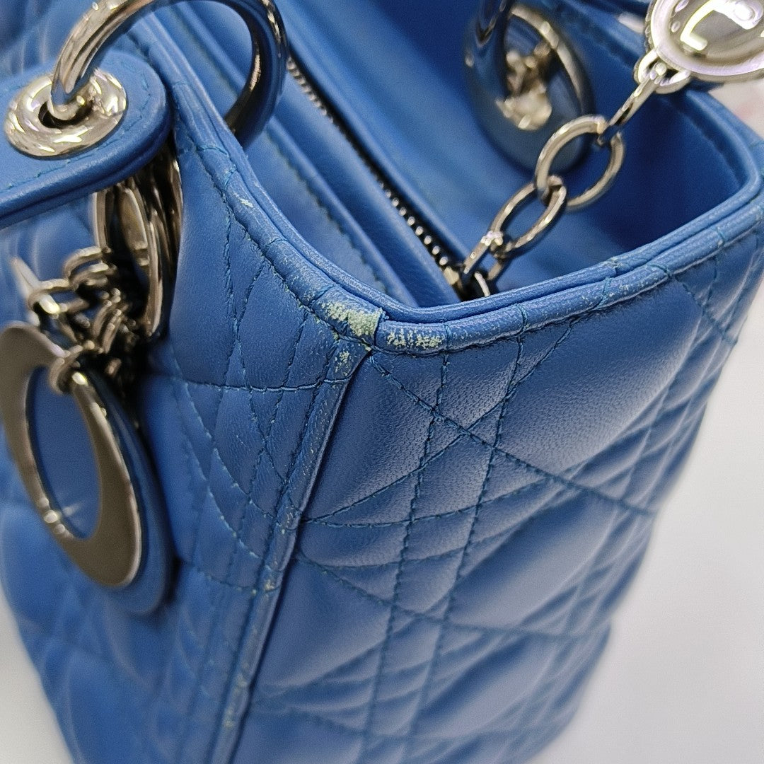 Lady Dior Medium Cannage Lambskin Blue