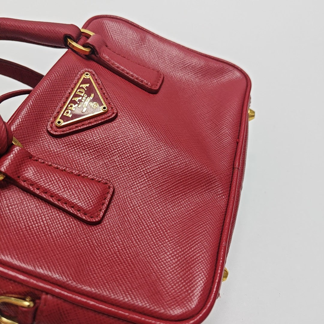 Saffiano Calfskin Shoulder Bag Red