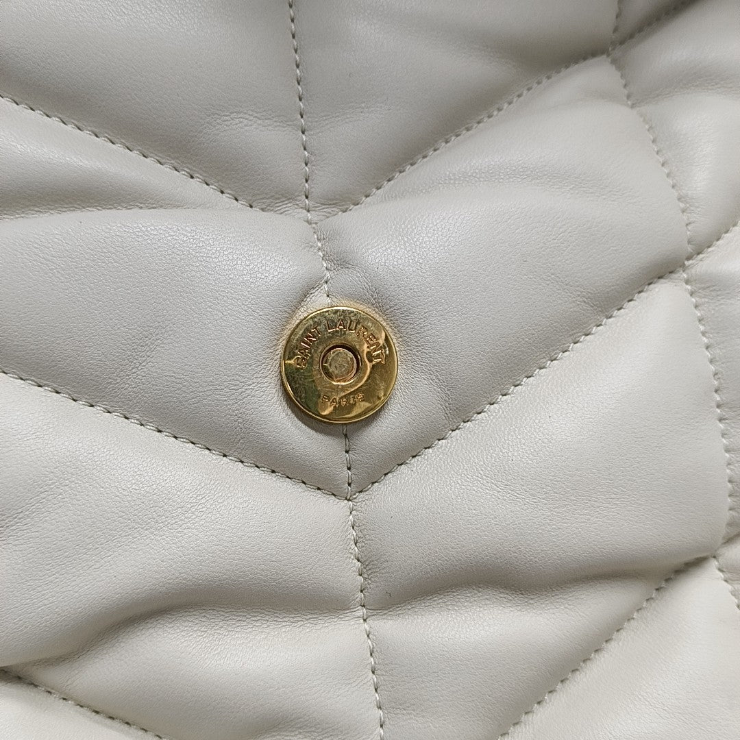 PUFFER Small Quilted Lambskin White