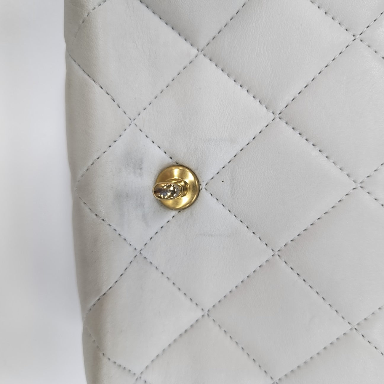 Quilted Lambskin Shoulder Bag White