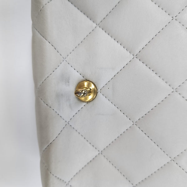 Quilted Lambskin Shoulder Bag White