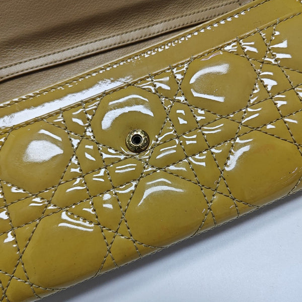 Lady Dior Small Cannage Patent Leather Yellow