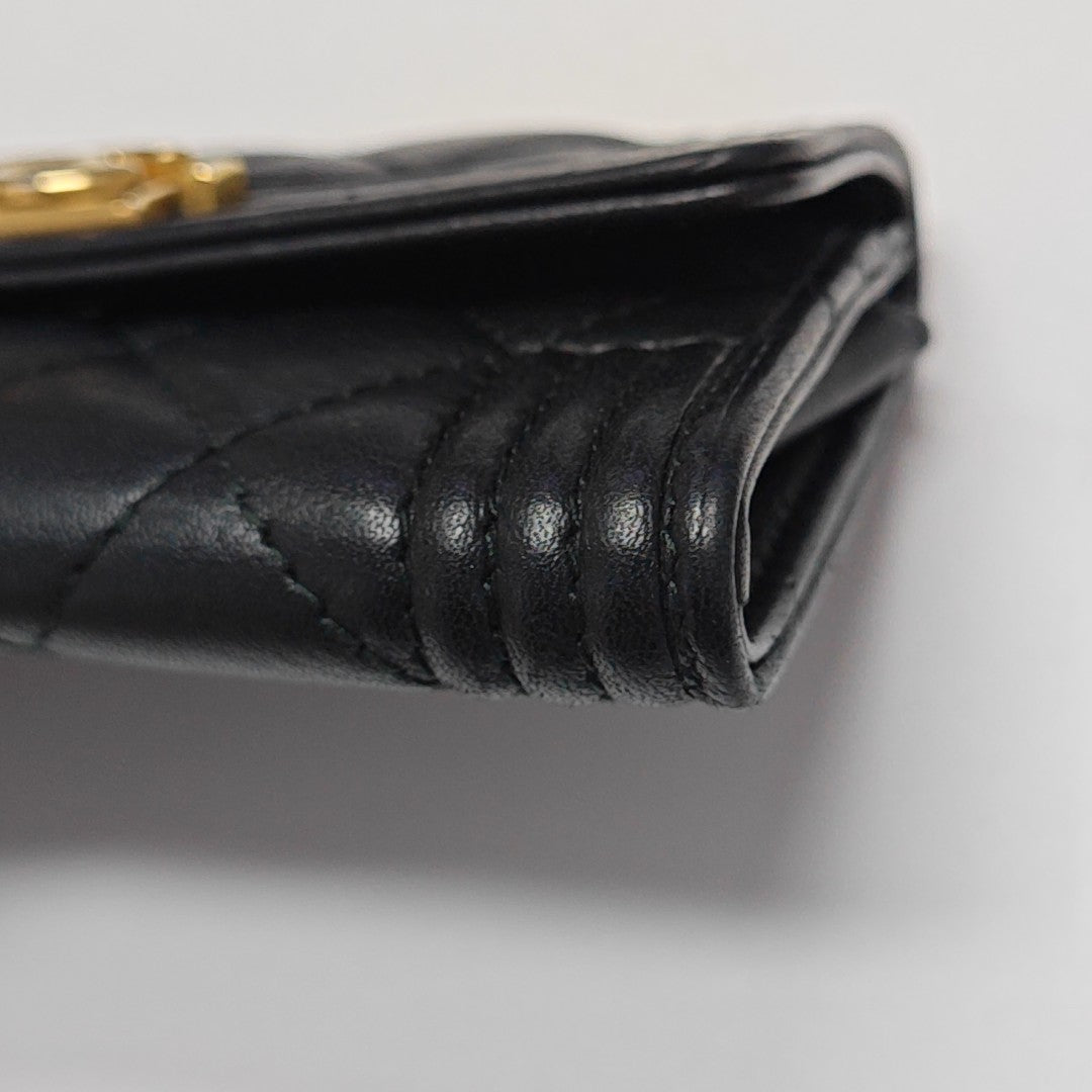 BOY CHANEL Quilted Calfskin Black Card Holder