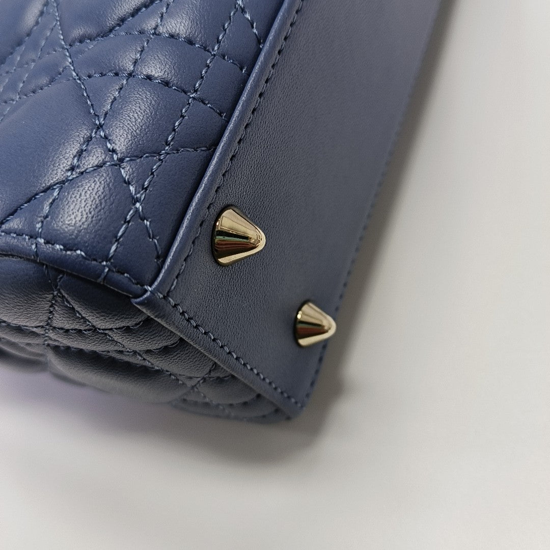 Lady Dior Small Cannage Lambskin Blue