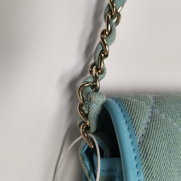 Quilted Denim Shoulder Bag Blue