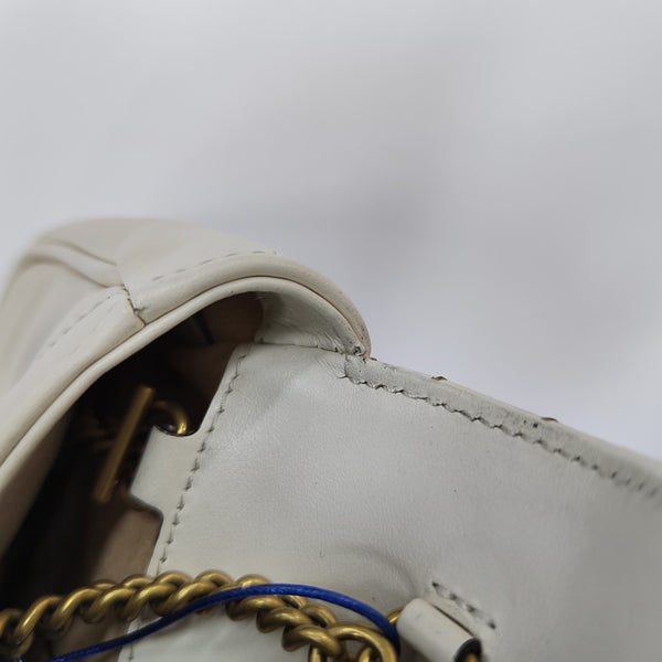 GG Marmont Mini Quilted Calfskin White