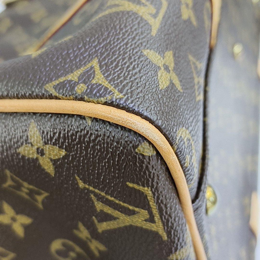 Monogram Coated Canvas Top Handle Bag Brown