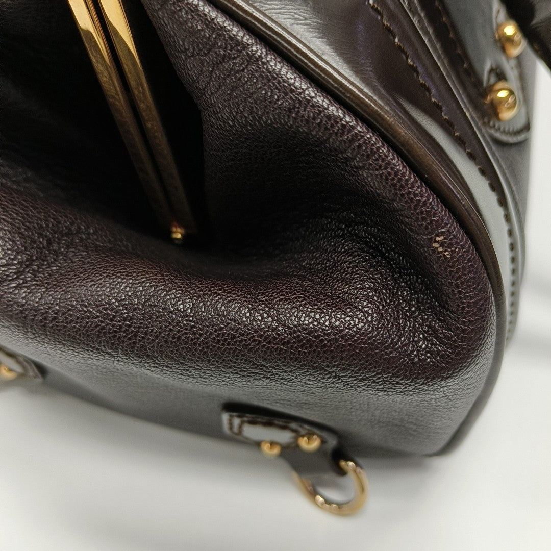 Leather Top Handle Bag Red