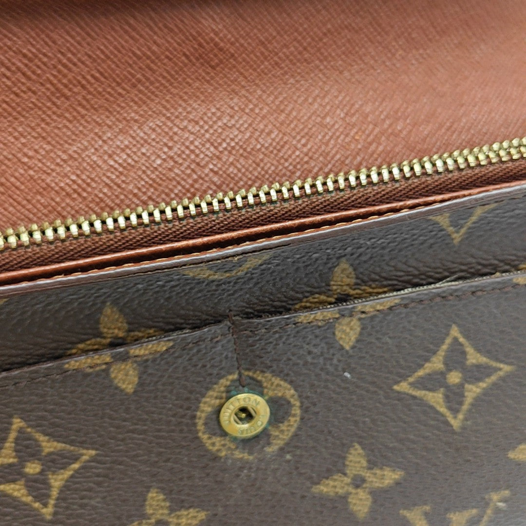 PORTE MONNAIE Monogram Coated Canvas Brown Wallet