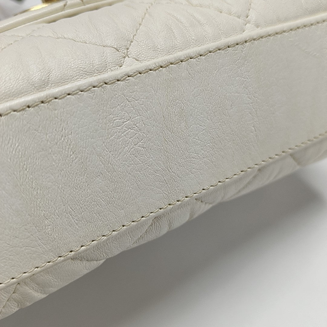 COCO HANDLE Mini Quilted Lambskin White