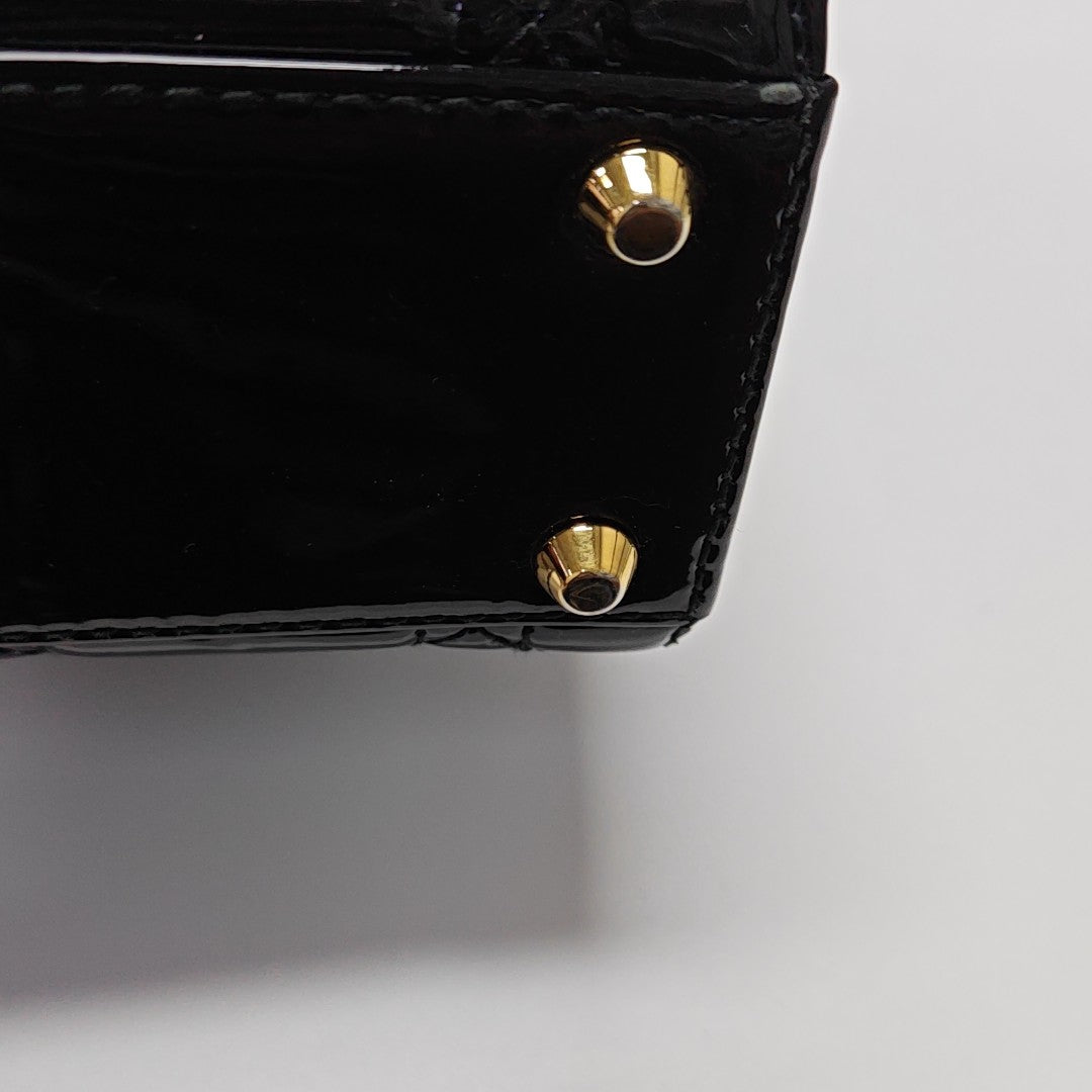 Lady Dior Mini Cannage Patent Leather Black