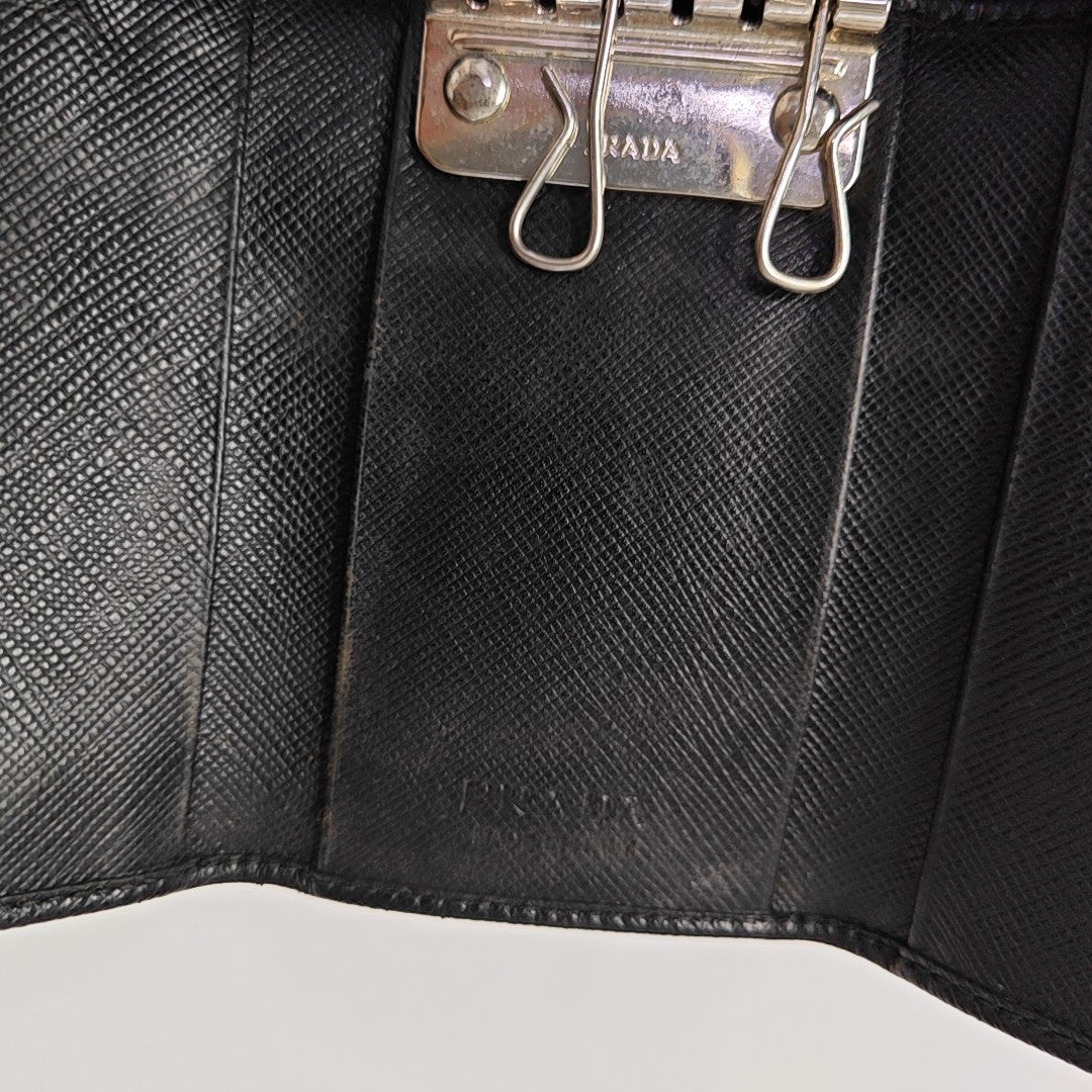 Saffiano Calfskin Key Pouch Black