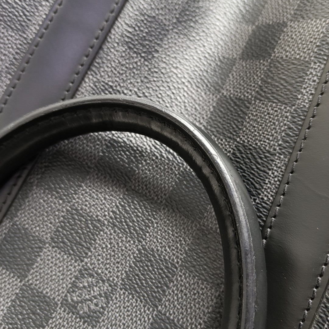 KEEPALL 45 Damier Graphite Coated Canvas Gray