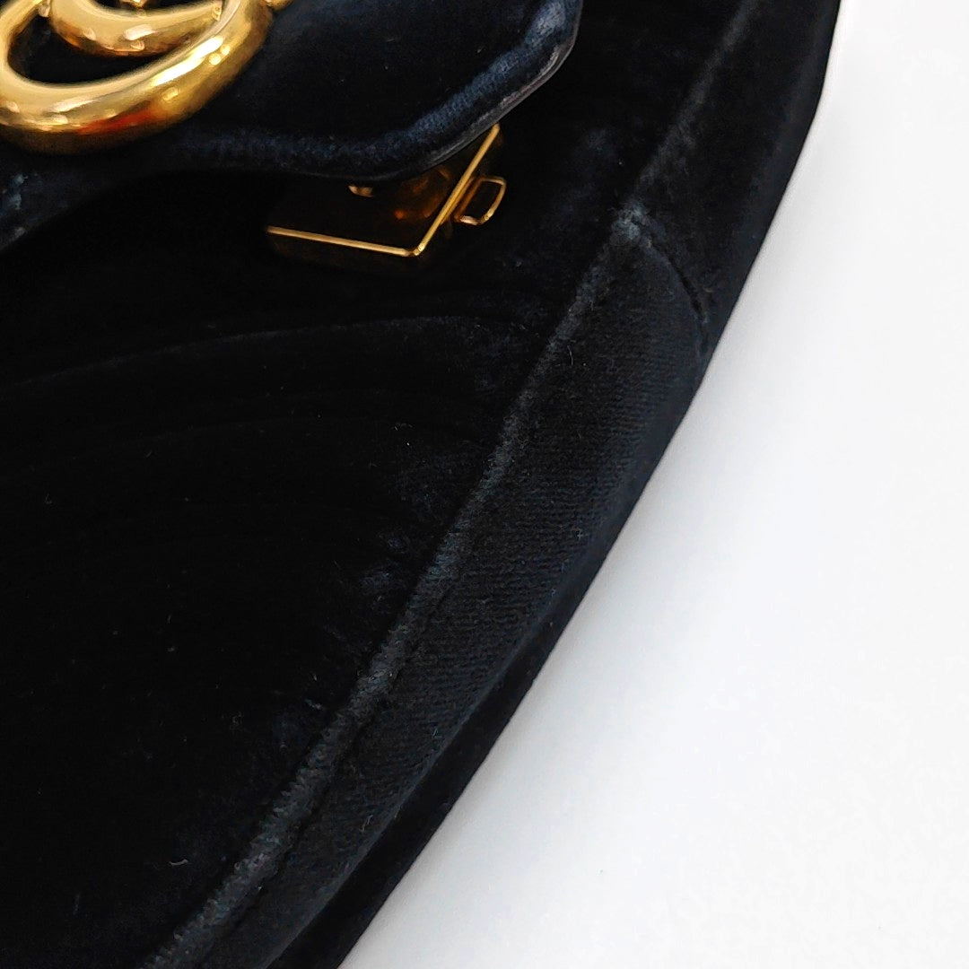 GG Marmont Mini Quilted Velvet Black