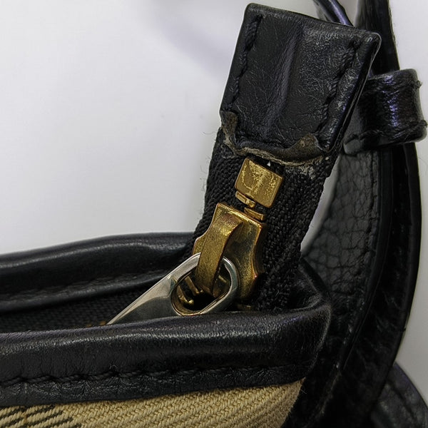 Quilted Canvas Top Handle Bag Beige