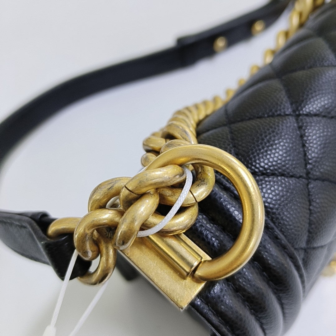 BOY CHANEL Small Quilted Grained Calfskin Black