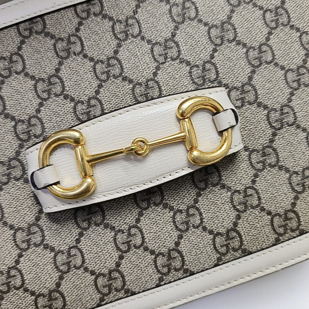 Horsebit 1955 Small Monogram Coated Canvas Beige