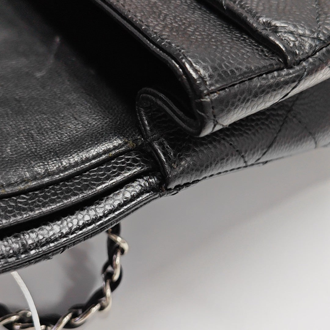 CLASSIC FLAP Medium Quilted Grained Calfskin Black