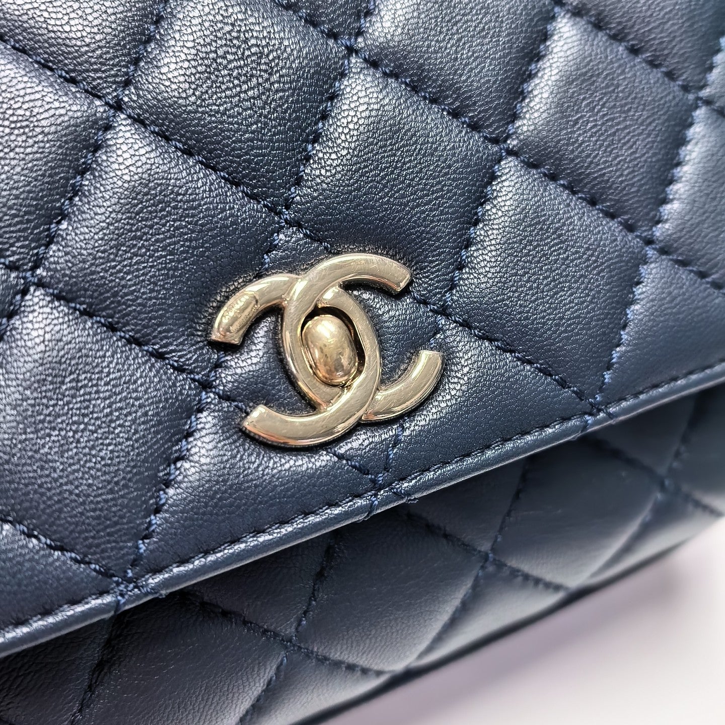 COCO HANDLE Mini Quilted Lambskin Blue