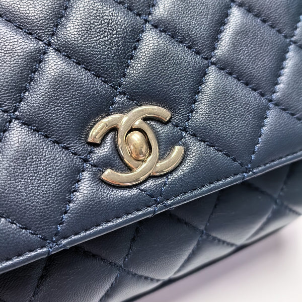 COCO HANDLE Mini Quilted Lambskin Blue