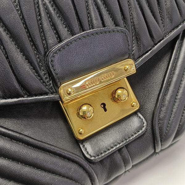 Miu Confidential Quilted Lambskin Black