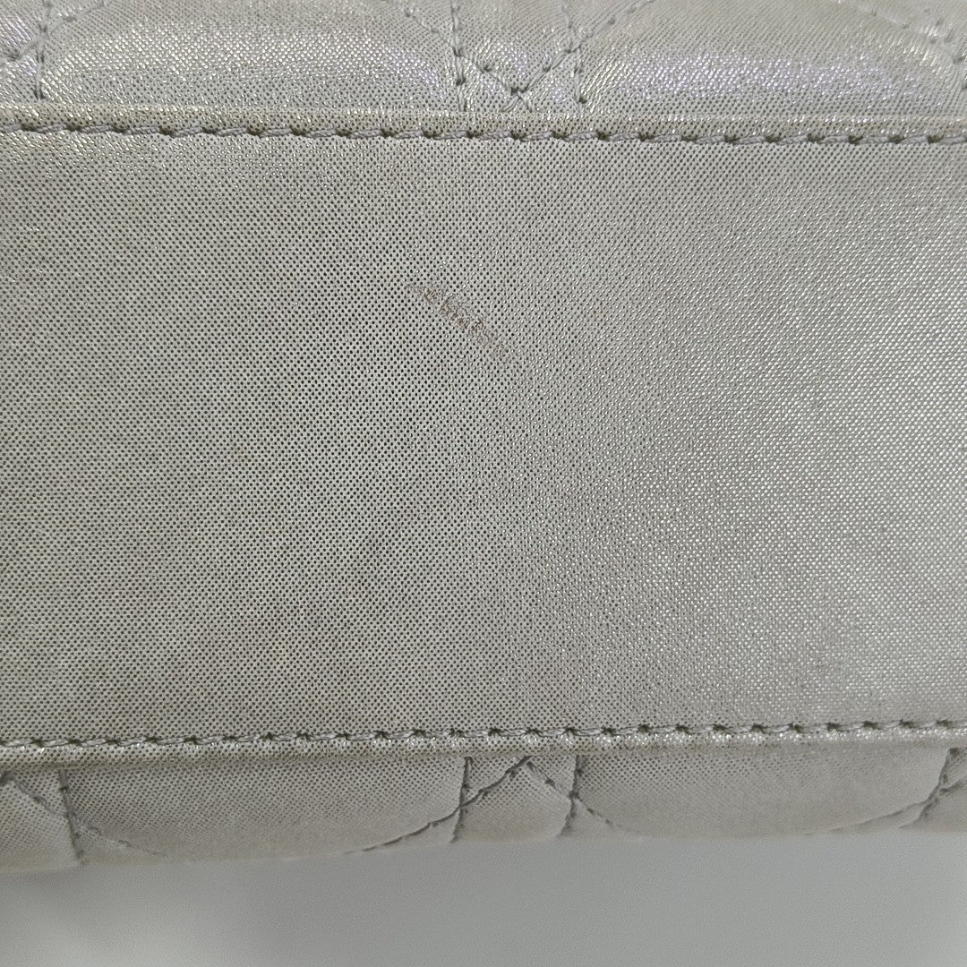 Lady Dior Mini Cannage Lambskin Silver