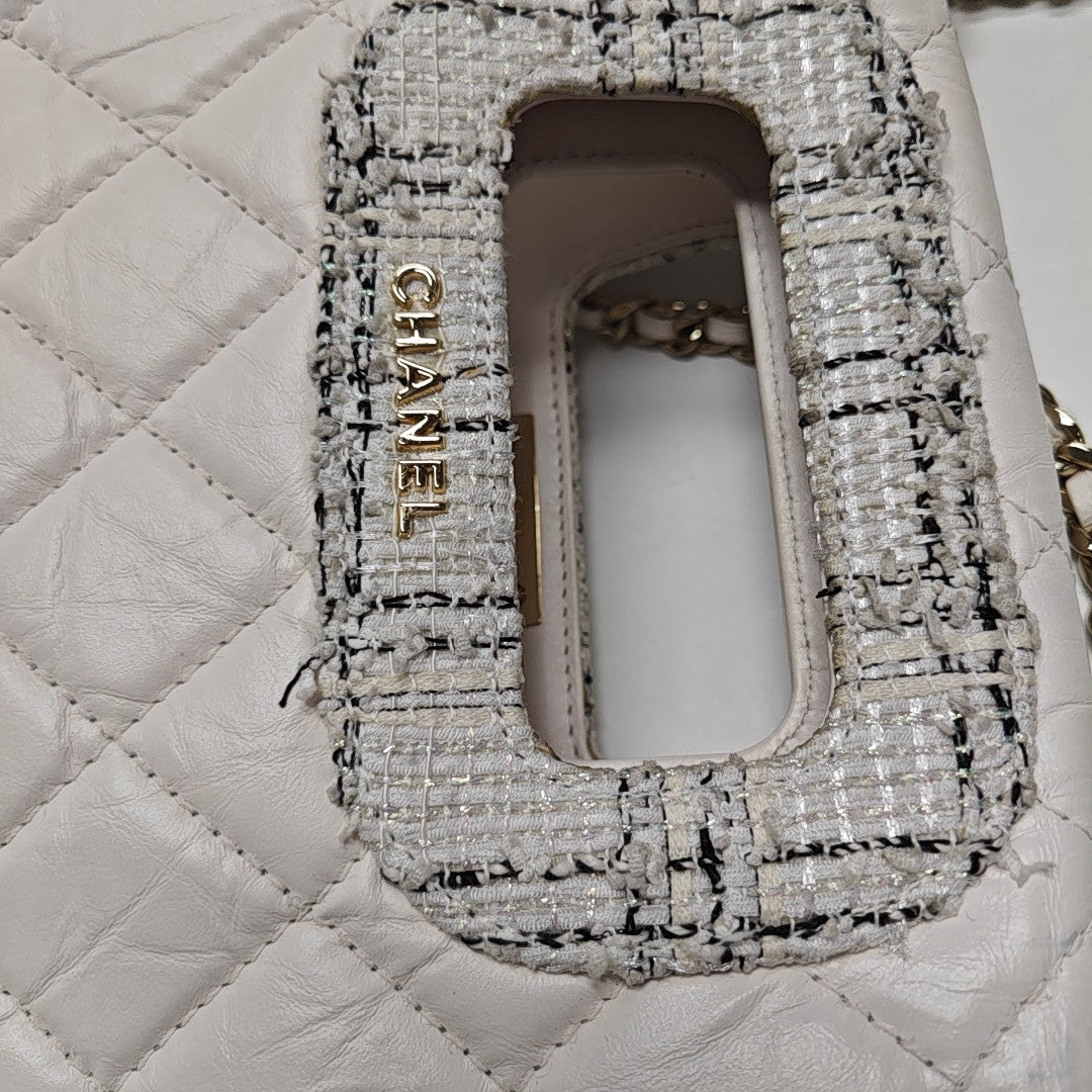 Quilted Calfskin Shoulder Bag White