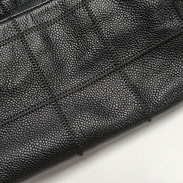 Quilted Grained Calfskin Shoulder Bag Black